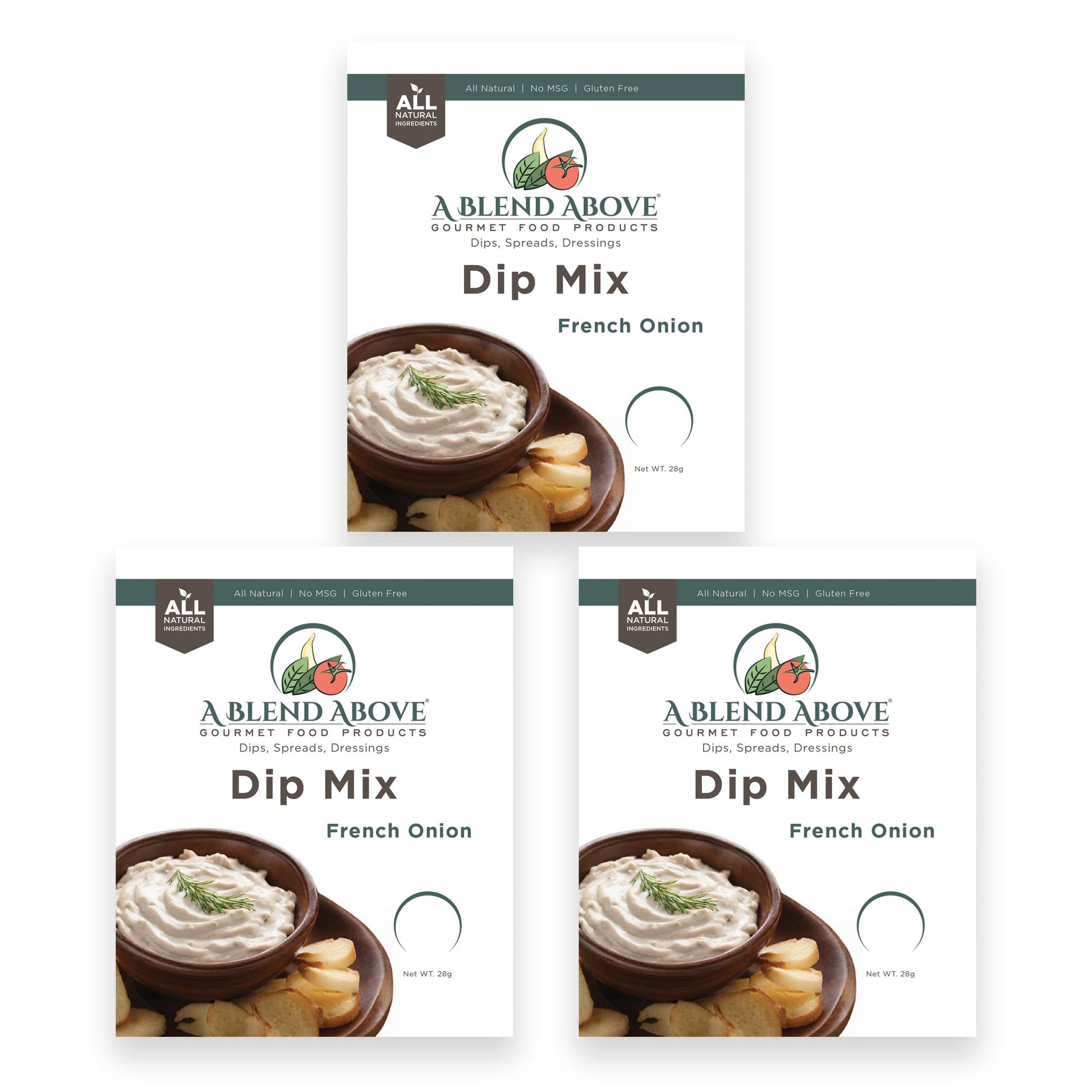 A Blend Above French Onion Dip Mix, 1oz, (3 Pack), Gluten-Free, No MSG, All Natural, No Preservatives, Vegetable Dip, Keto Frien