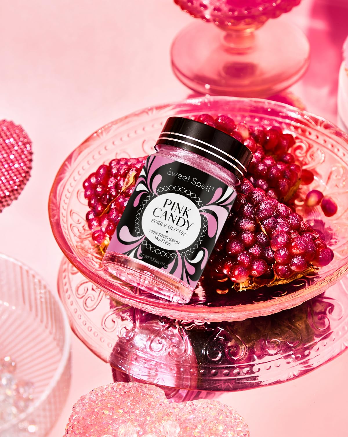 Sweet Spell Edible Glitter (15G) - Shimmer Sparkles For Drinks, Cakes, Cocktails - 100% Edible & Food Grade Glitter, Vegan, Gluten-Free (Pink Candy)