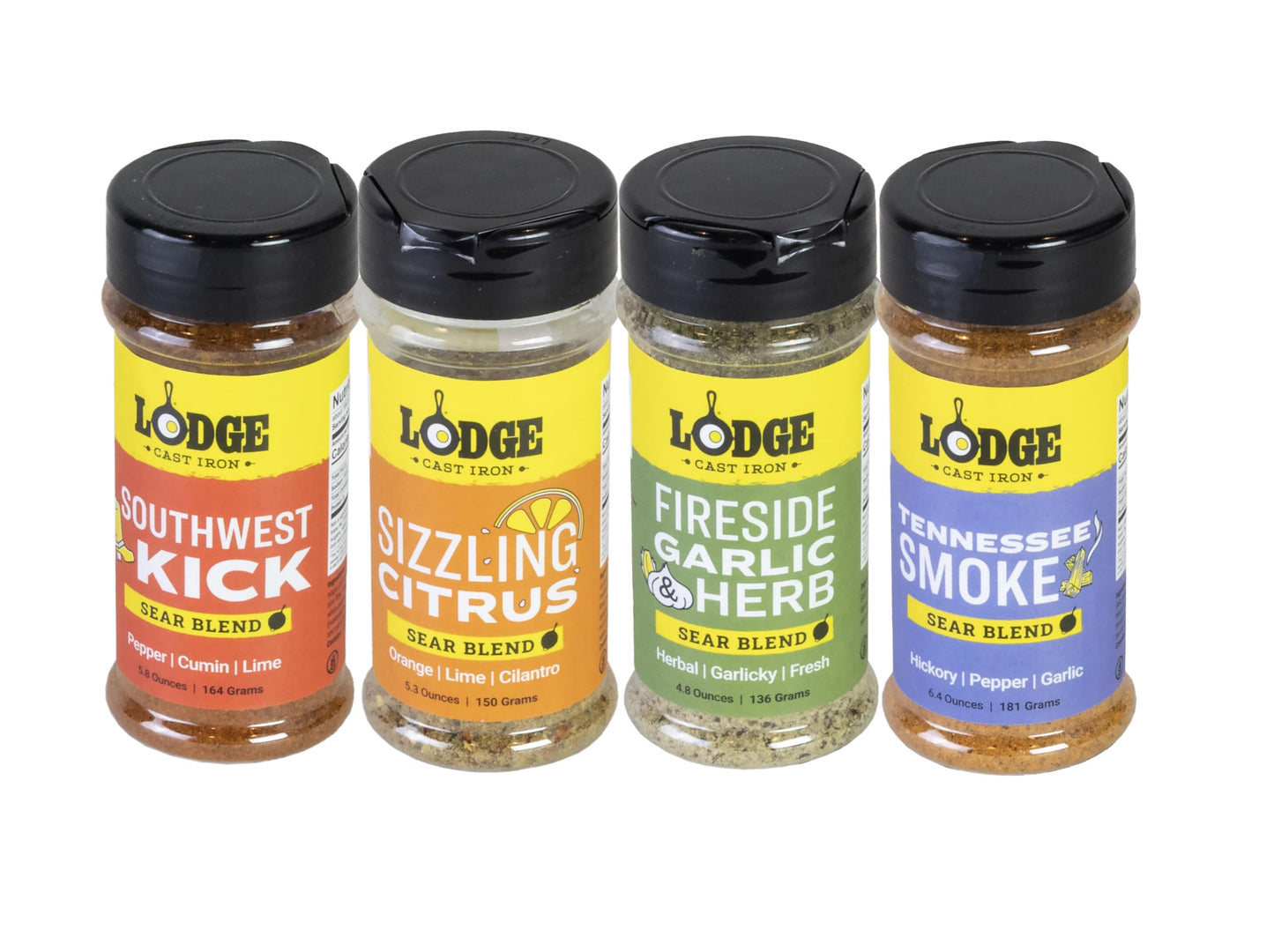 Lodge Sear Blend Variety Pack - Non-GMO Cast Iron Cooking - 6.4 oz (4 Pack) - Multi Color - Model OW76883