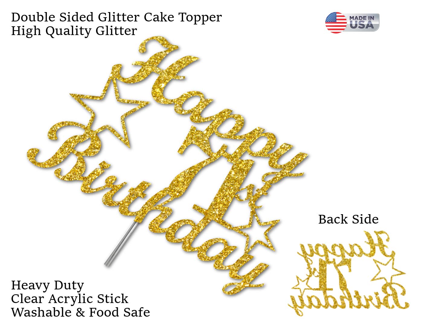 71 Birthday Cake Topper Gold Glitter, Party Decoration Ideas, Premium Quality, Sturdy Doubled Sided Glitter, Acrylic Stick. Made