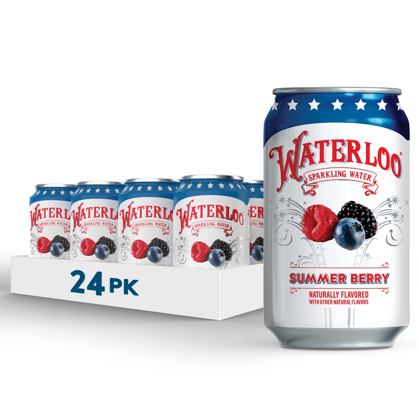 Waterloo Sparkling Water - Summer Berry - 12 fl oz - 24-Pack - Carbonated Water with a Refreshing Taste - Whole30 Approved and Z