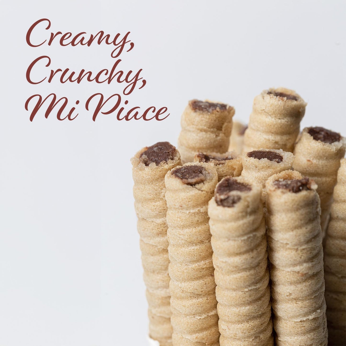 Pirucream Rolled Wafers with Chocolate Hazelnut, Organic Alkaline 100% Cocoa - No Trans-Fat, Preservatives, Colorants or Additiv