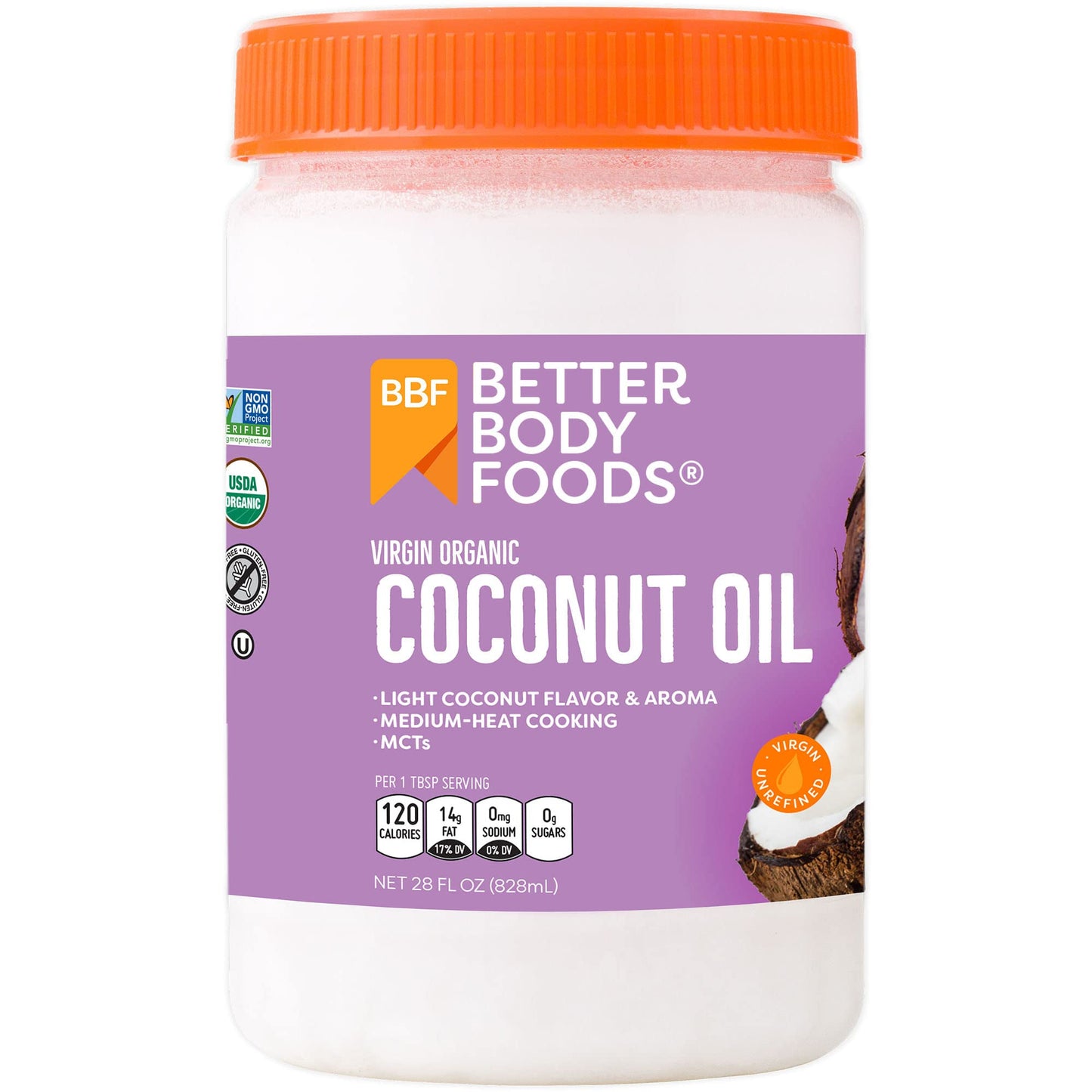 Betterbody Foods Organic Unrefined Coconut Oil - Hair & Skin Moisturizer, Baking & Cooking Oil - Light Aroma And Flavor - Butter Alternative - 28 Fl Oz