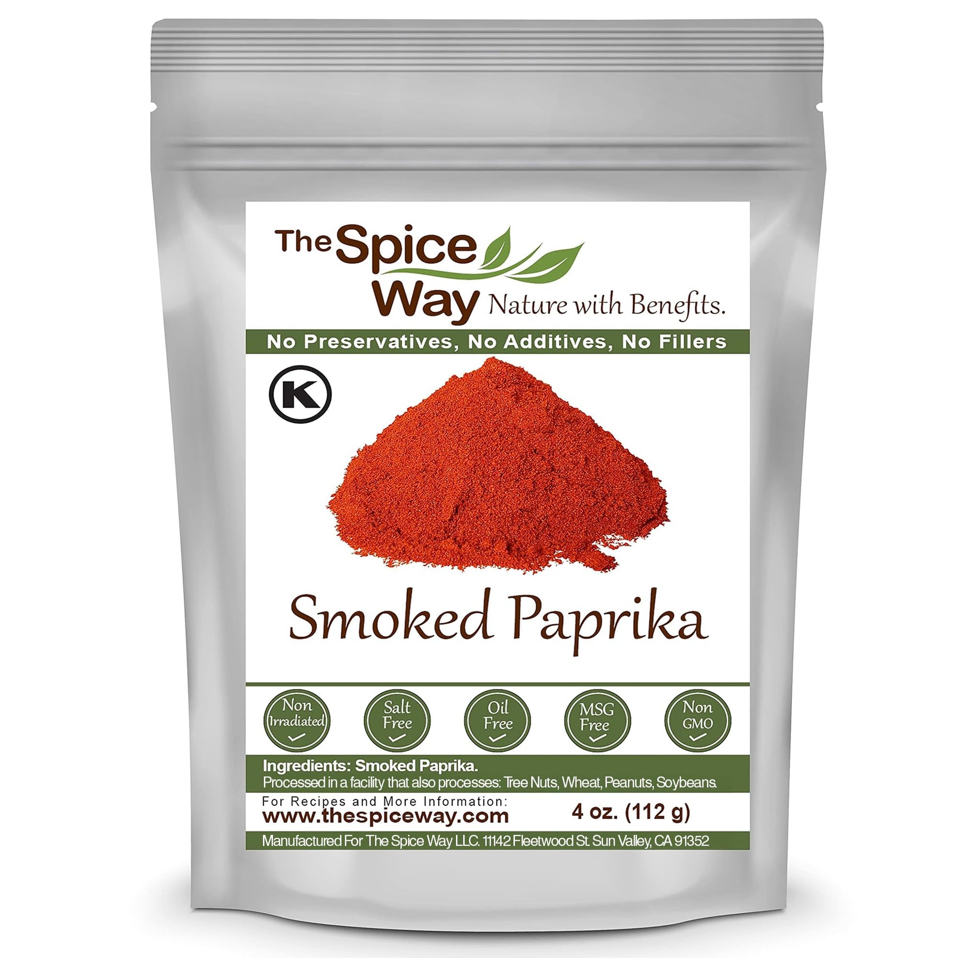 The Spice Way Smoked Paprika, Non-GMO, No Additives, 4 oz Resealable Bag