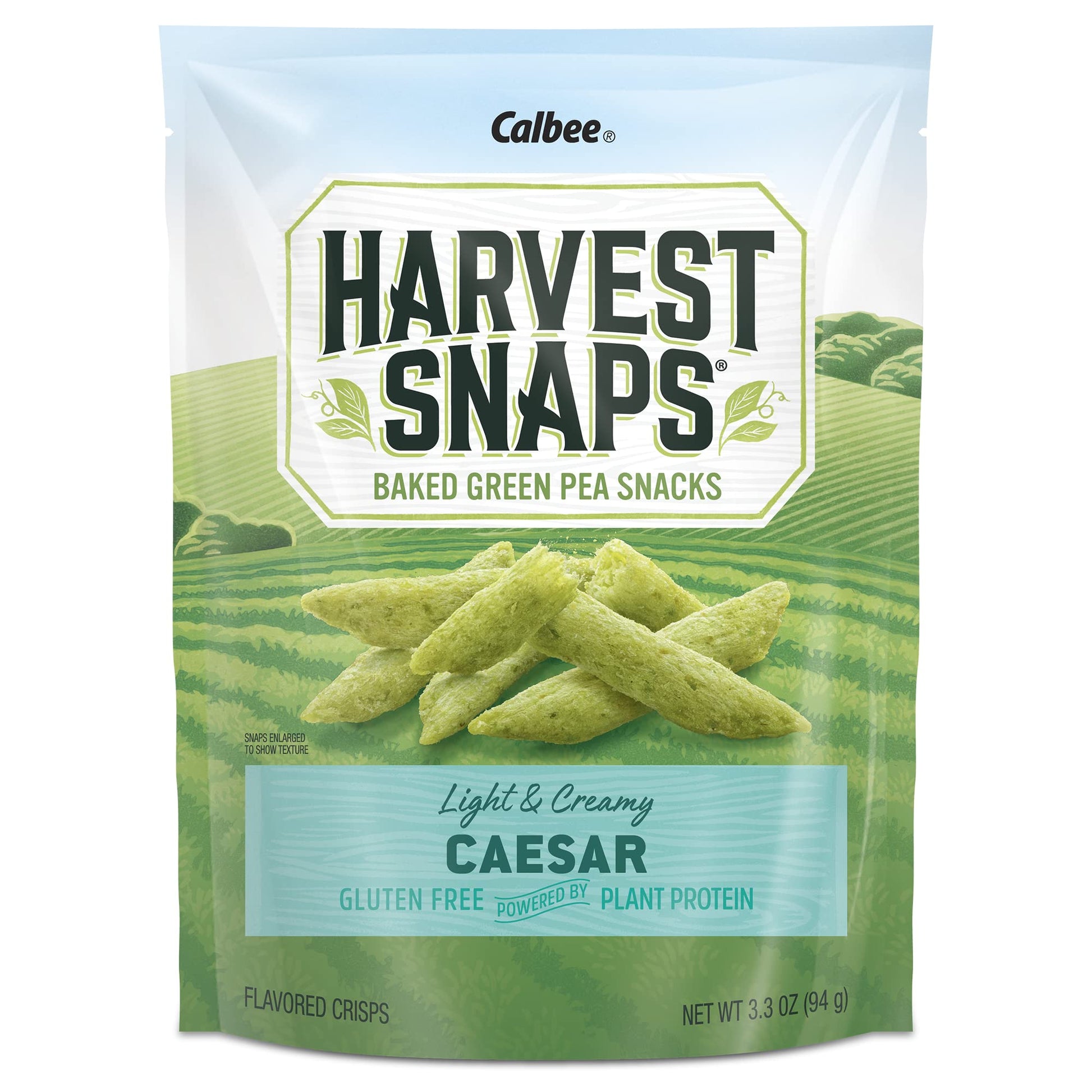 Harvest Snaps Veggie Chips (Green Pea Snack Crisps Caesar, 3.3 Oz) | Powered By Plant Protein, Gluten Free, Non-Gmo Baked Vegeta