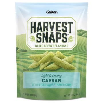 Harvest Snaps Veggie Chips (Green Pea Snack Crisps Caesar, 3.3 Oz) | Powered By Plant Protein, Gluten Free, Non-Gmo Baked Vegeta