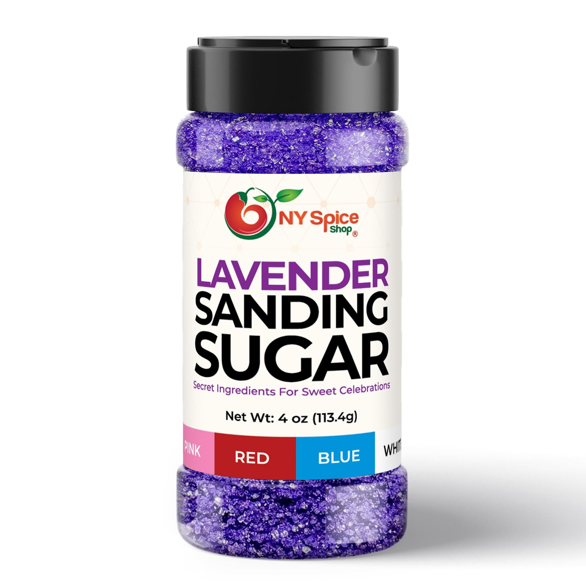 NY Spice Shop Lavender Sanding Sugar for Memorial Day - 4 Ounce Sweet Colorful Edible Sprinkles For Candy Dish - Chocolate Sprin