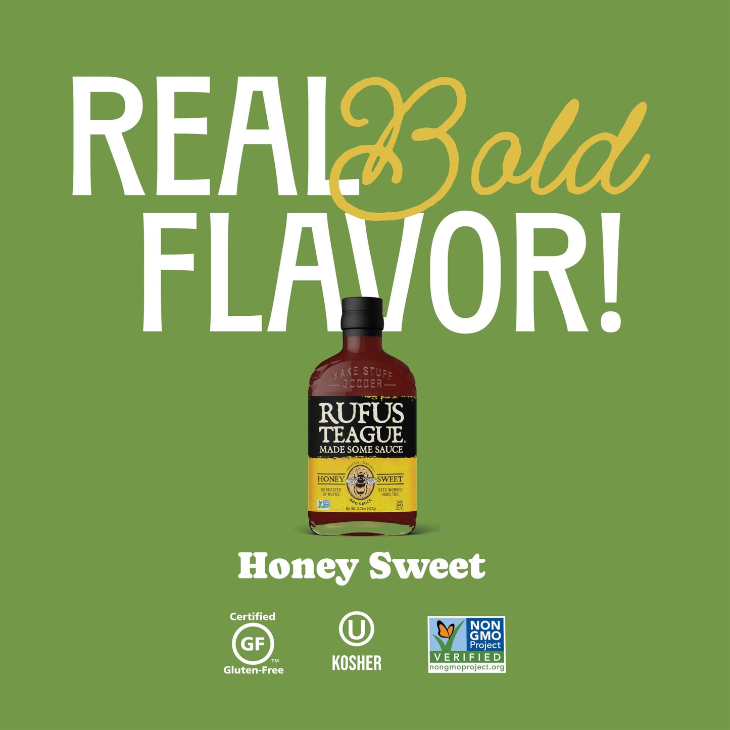 Rufus Teague Honey Sweet BBQ Sauce - Premium Barbecue Sauce - 15.25 oz Bottles - 2 Pack