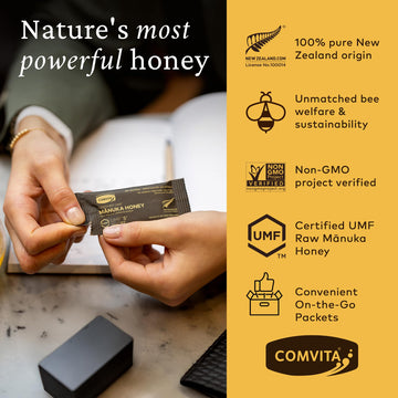 Comvita Manuka Honey Packets UMF 5+ (MGO 83+) - Raw, Pure & Unpasteurized, Travel Size, 0.35 oz, 12 Count for Imm