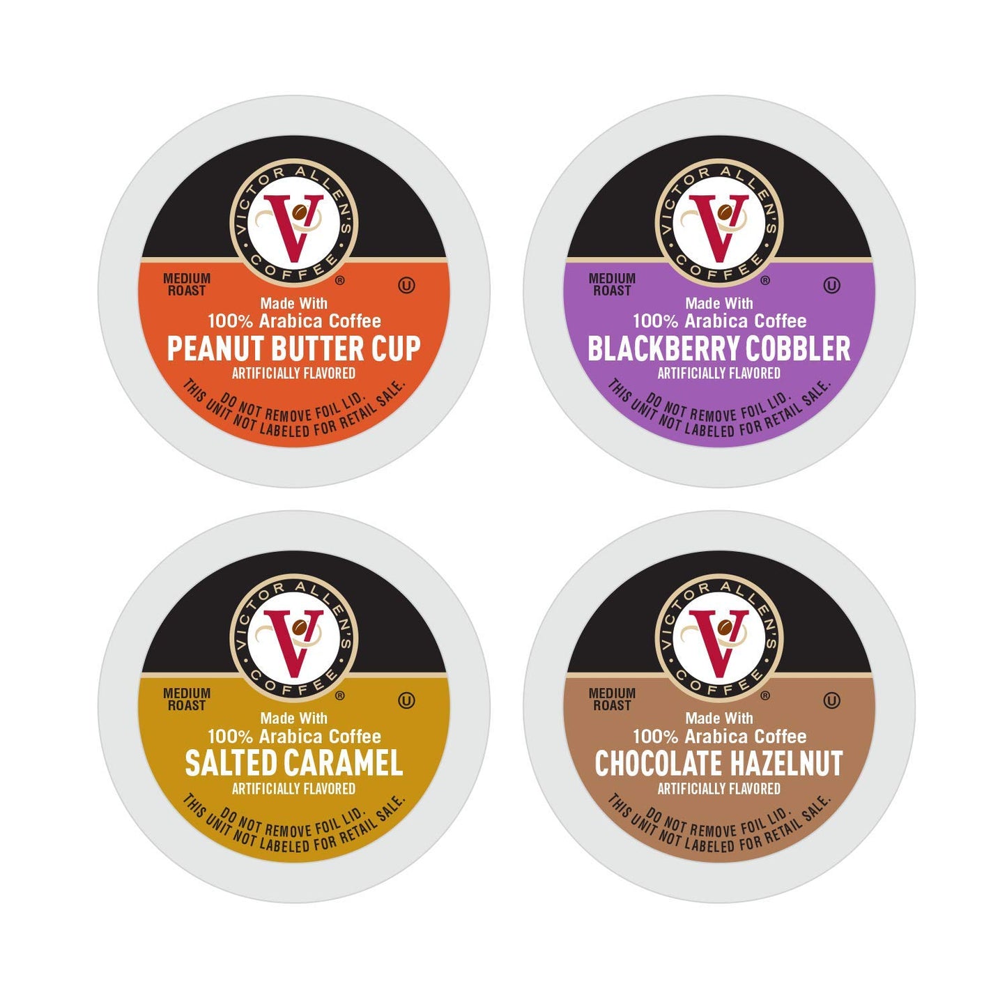 Victor Allens Coffee Sweet and Salty Flavored Coffee Variety Pack, 96 Count Single Serve Pods for Keurig, Brown