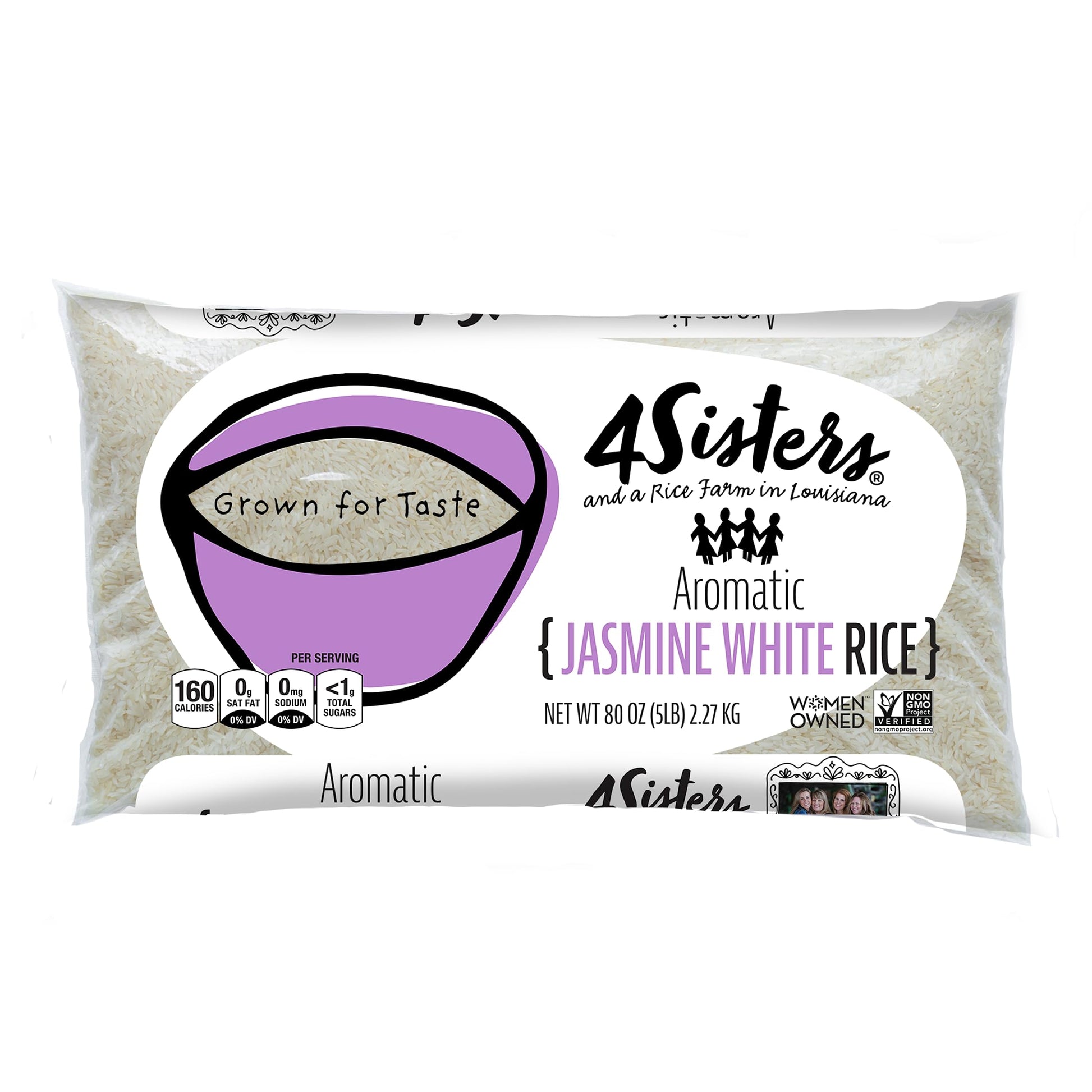 4Sisters Premium Long Grain Jasmine Rice - Sustainably Grown - 5 lb