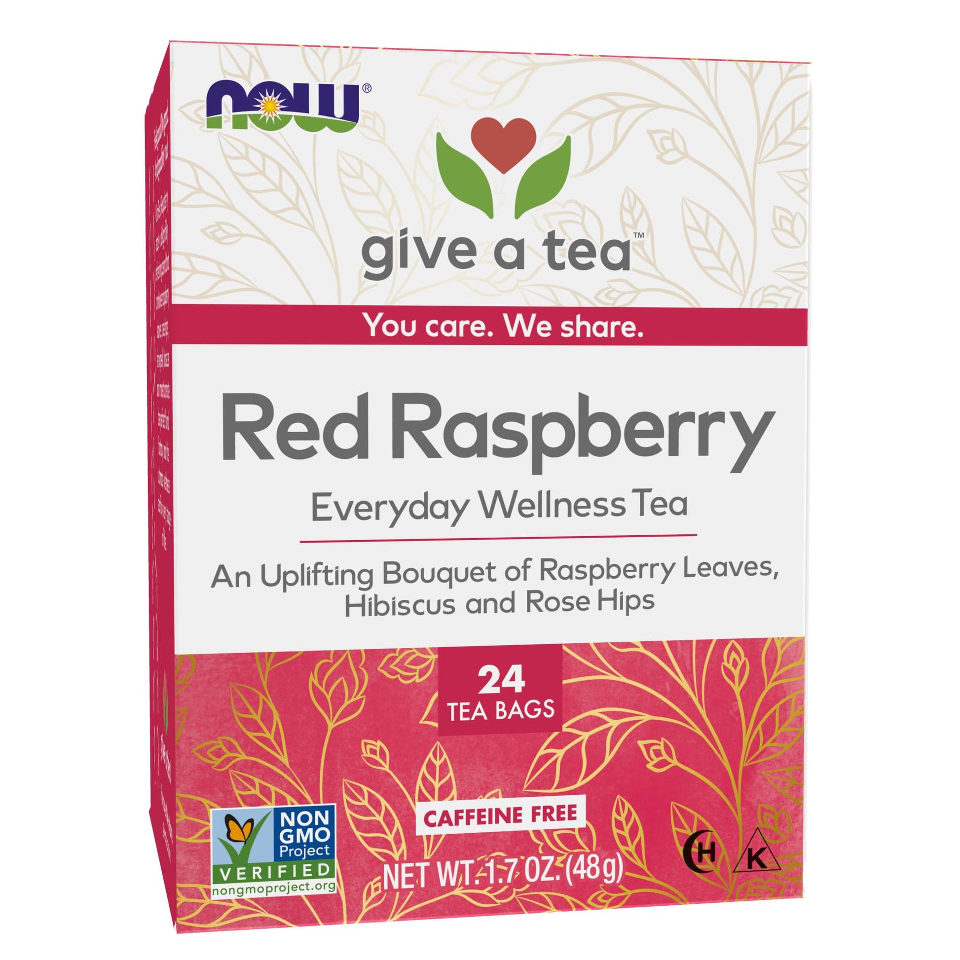 NOW Foods Womens Righteous Raspberry Tea, Caffeine-Free, 24 Premium Unbleached Tea Bags, No-Staples Design, Model 4240