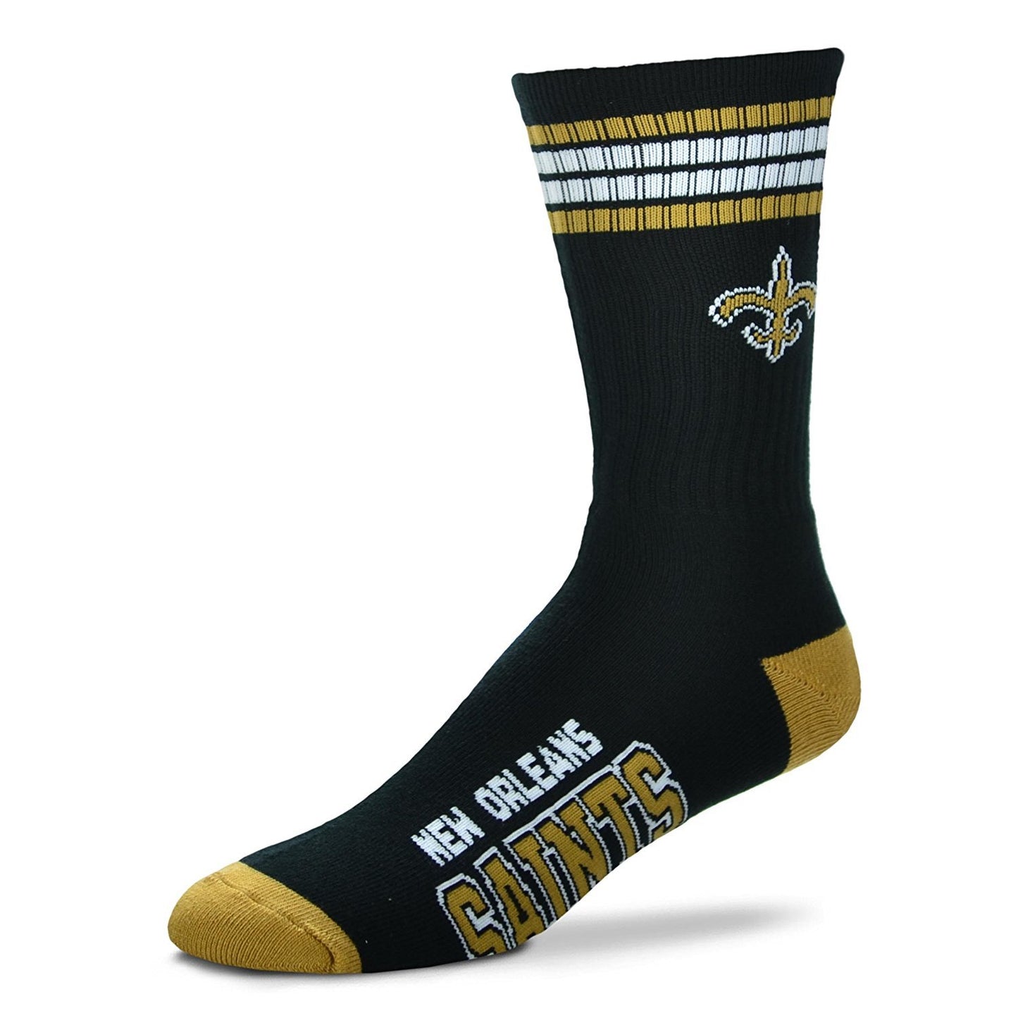 New Orleans Saints 4 Stripe Deuce Crew Socks Mens Size Medium 5-10