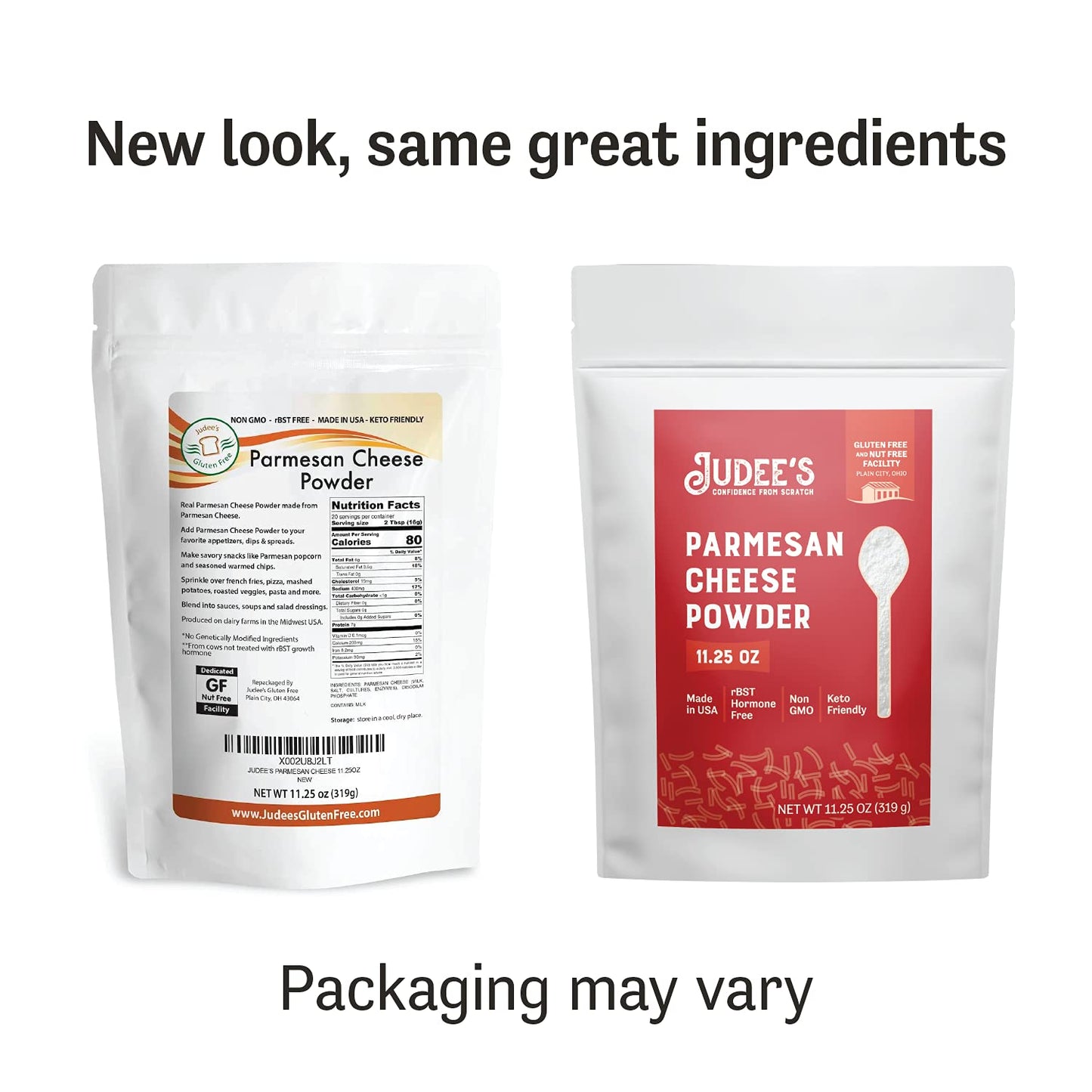 Judees Parmesan Cheese Powder - 100% Non-GMO, Keto-Friendly, Gluten-Free - 11.25oz
