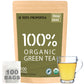 100% Propertea Organic Green Tea Bags, 100 Count Eco-Friendly Tea Bags, Deep Taste, Caffeinated, Rich In Antioxidants, Resealable Pouch