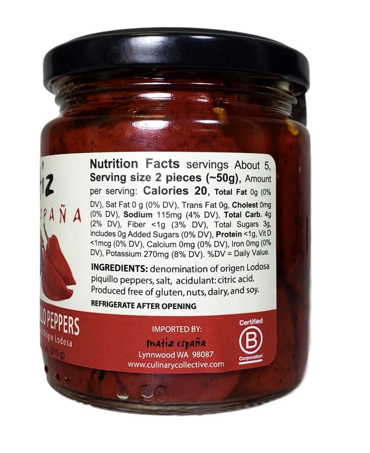 Matiz Espana Piquillo Peppers, Denomination Of Origin Lodosa, 7.6 Ounce (1 Jar)