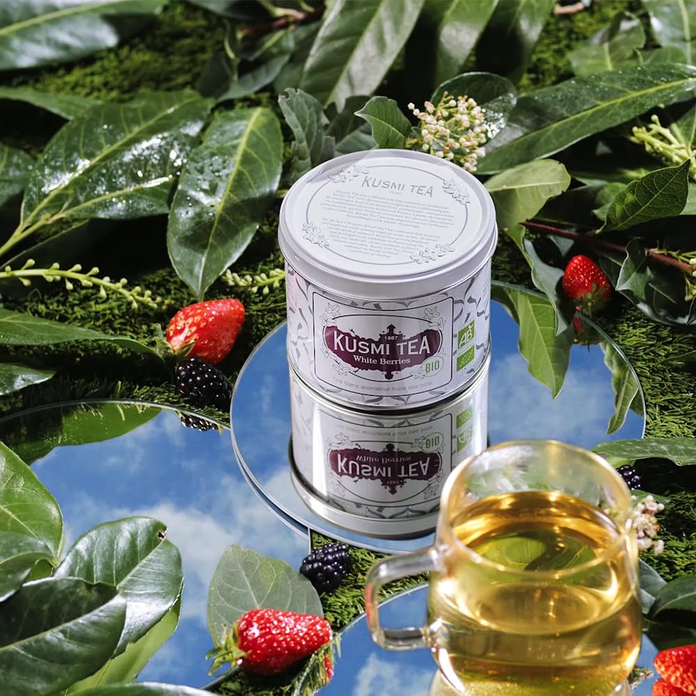 Kusmi Tea - White Berries - Organic Blend Of White Tea With Blackberry, Blackcurrant & Strawberry - Enjoy Hot Or Iced - Loose Le