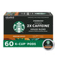 Starbucks K-Cup Coffee Pods, Medium Roast with 2X Caffeine, 10 Count per Box, 6 Boxes (60 Pods Total)