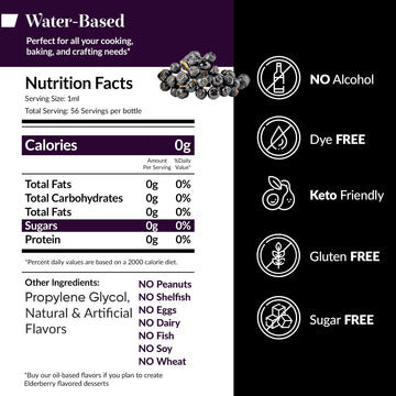 Dolce Flav Elderberry Extract - 2 Ounce Water-Soluble Multipurpose Flavoring Ideal for Baked Goods, Beverages, Coffee, Desserts