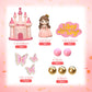 19 Pcs Princess Cake Topper Castle Cake Decoration With Butterflies And Balls For Girl Kid Happy Birthday Party Decorations Prin