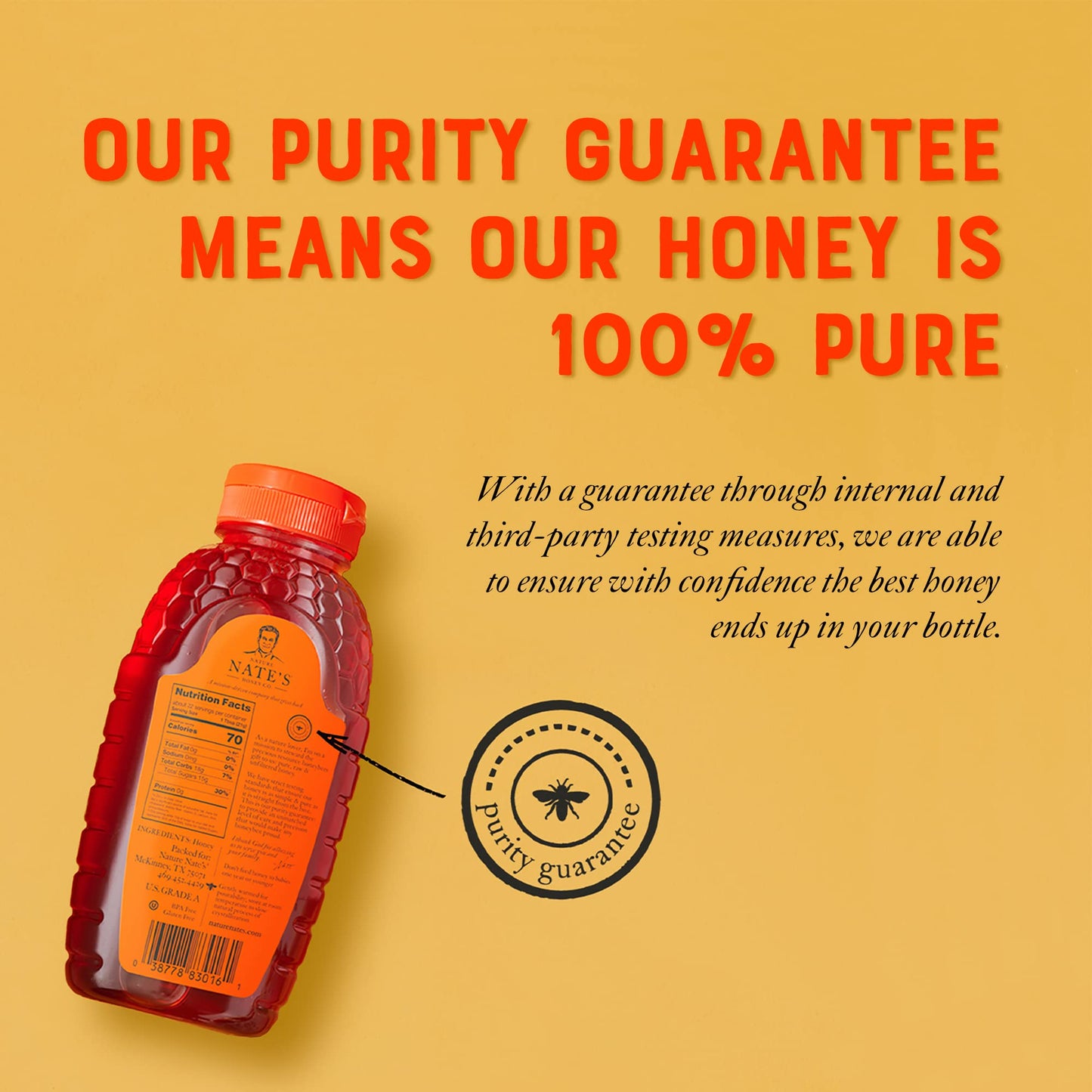 Nature Nates 100% Pure Raw Unfiltered Honey, 32oz Squeeze Bottle, Pack of 6, Natural