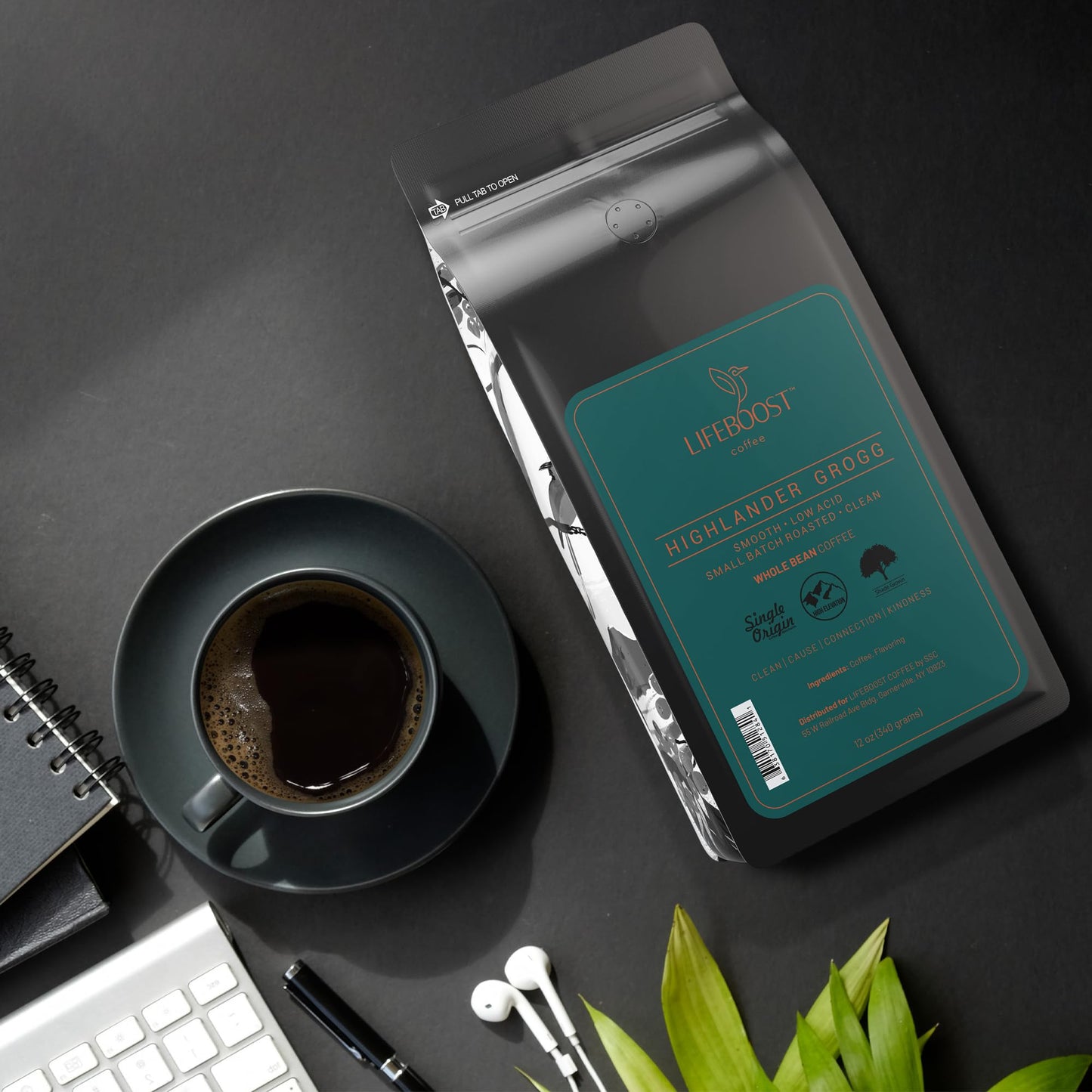 Lifeboost Highlander Grogg Whole Bean Coffee - Non-Gmo Low Acid Single Origin Flavored Coffee Beans - Third Party Tested For Myc
