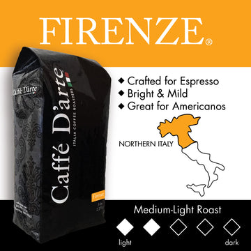 Caffe D'Arte Firenze Whole Bean Espresso Coffee, 5 Pounds