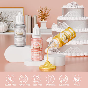 Edible Glitter Paint - 3 Colors Glitter Decorative Cake Paint Metallic Glitter, Food Grade Paint Edible Paint For Cake Decoratin