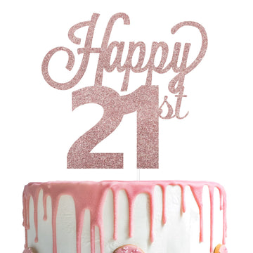 Lingteer Happy 21St Birthday Cake Topper - Cheers To 21St Birthday 21 Years Old Birthday Party Cake Decorations Sign.