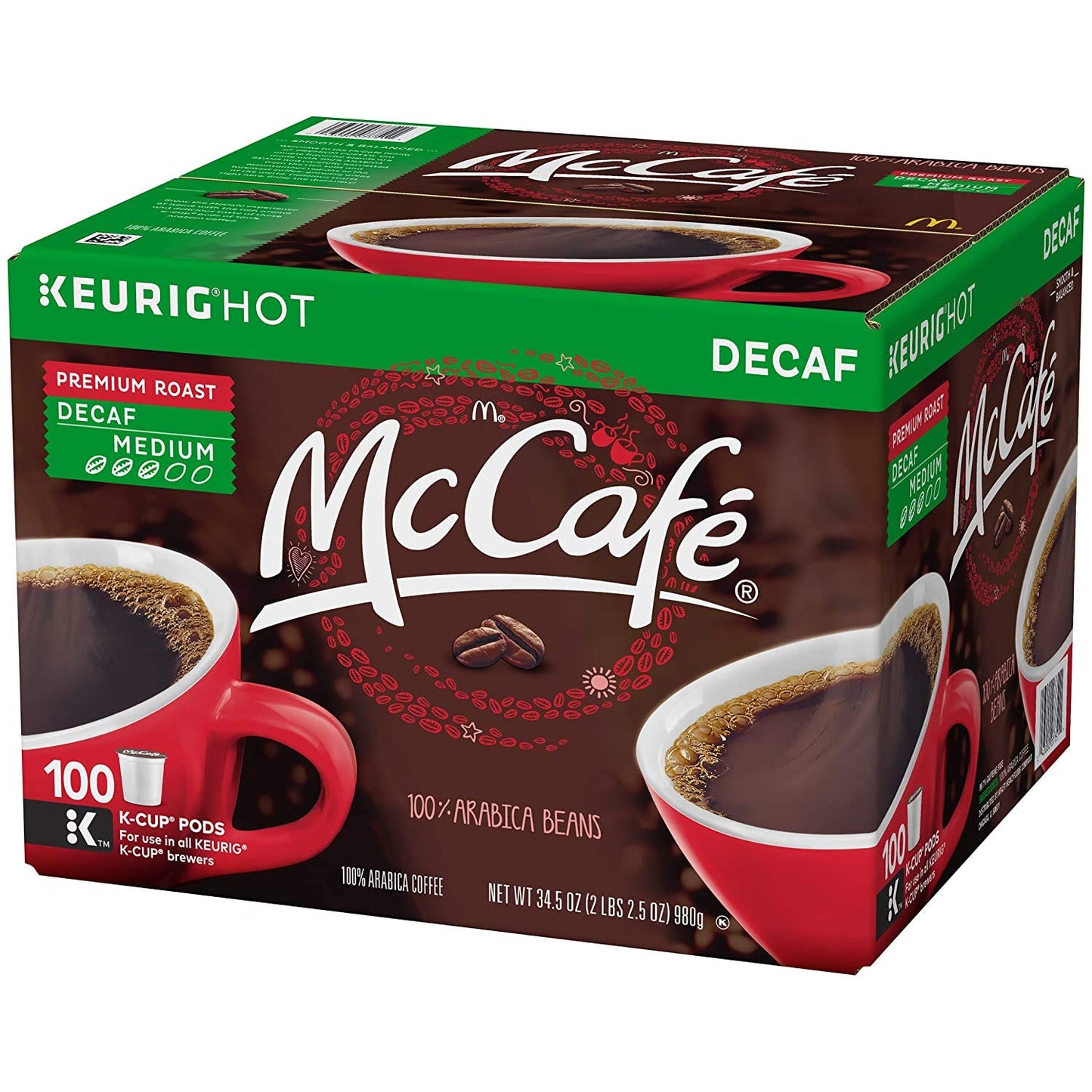 Mccafe Premium Roast Decaf Coffee, K-Cup Pods, 100 Count