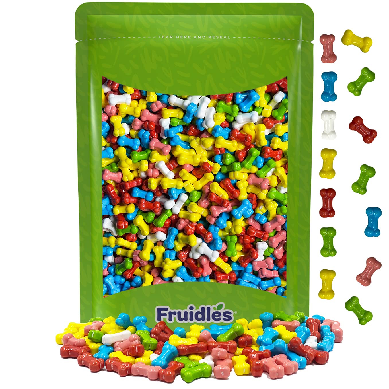 Halloween Mini Skulls & Bones Shaped Hard Candy Treats, Assorted Fruit Mix, Kosher Certified Parve, Family Size Party Bag (Half-