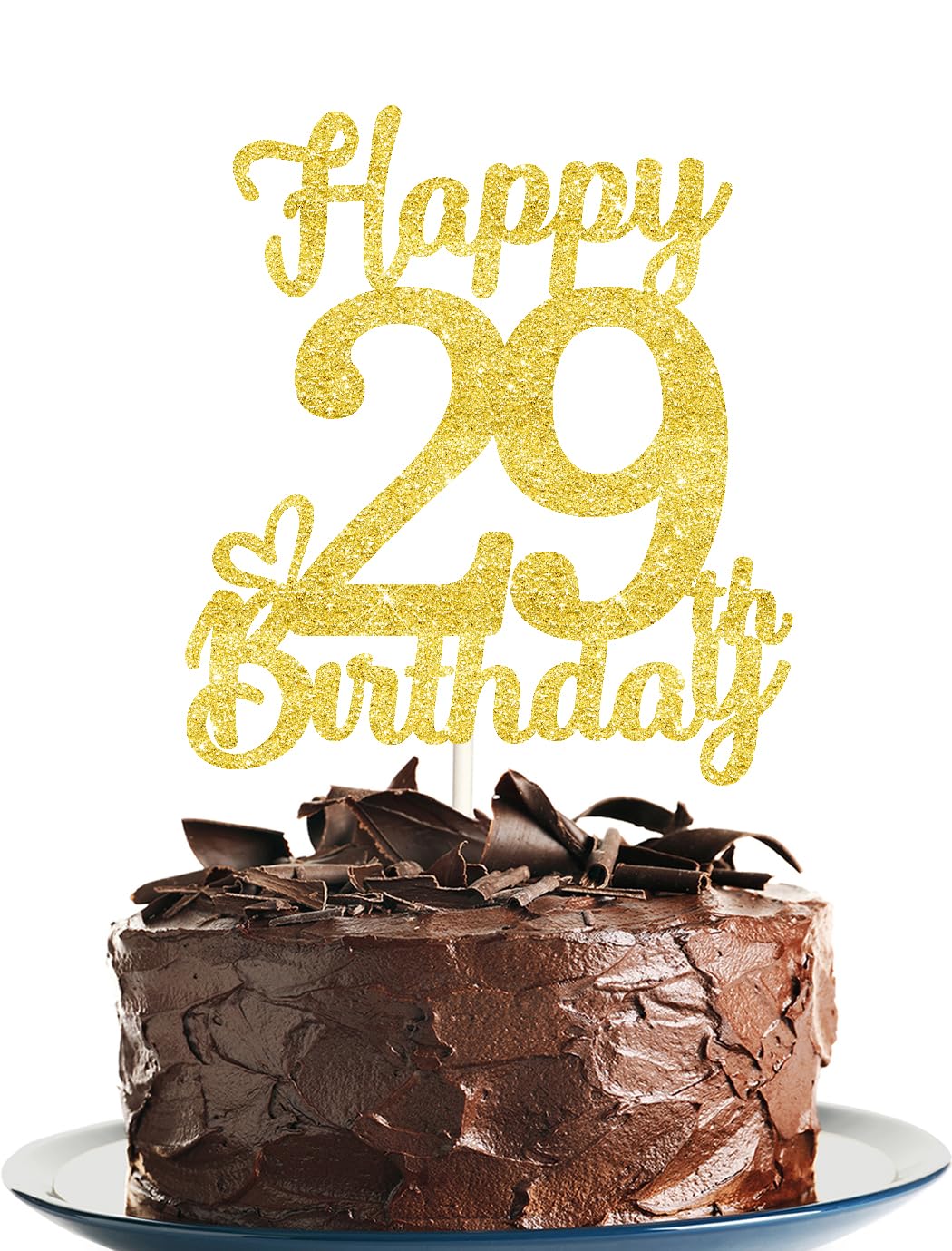 29 Birthday Cake Toppers-Gold Glitter, 29Th Cake Topper For Men,29 Cake Topper For Women, 29Th Birthday Decorations,29Th Birthda