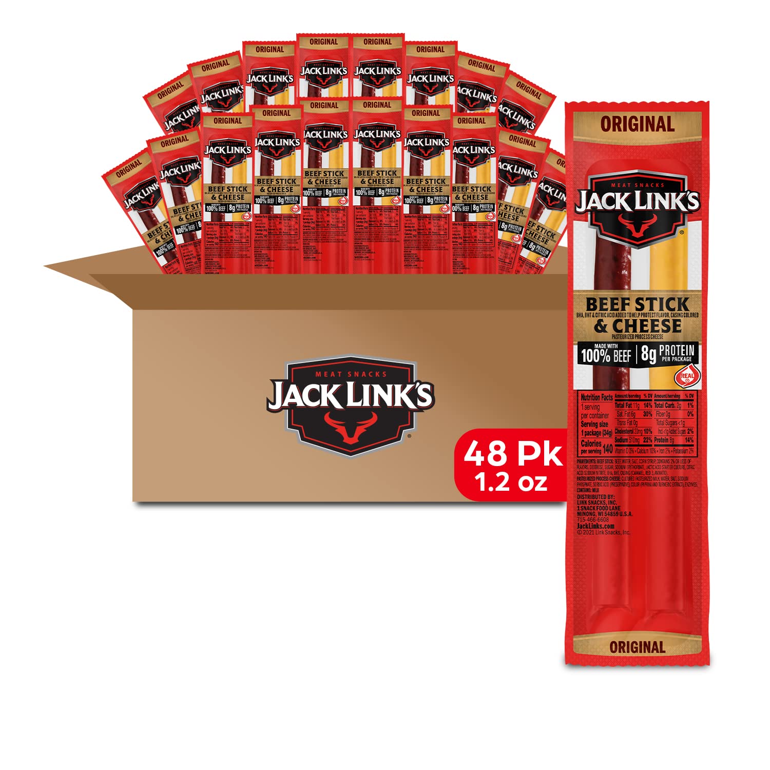 Jack Link'S Original Beef & Cheese Combo Bulk Pack - 100% Beef Stick And Cheese Stick Made With Real Wisconsin Cheese - 8G Prote