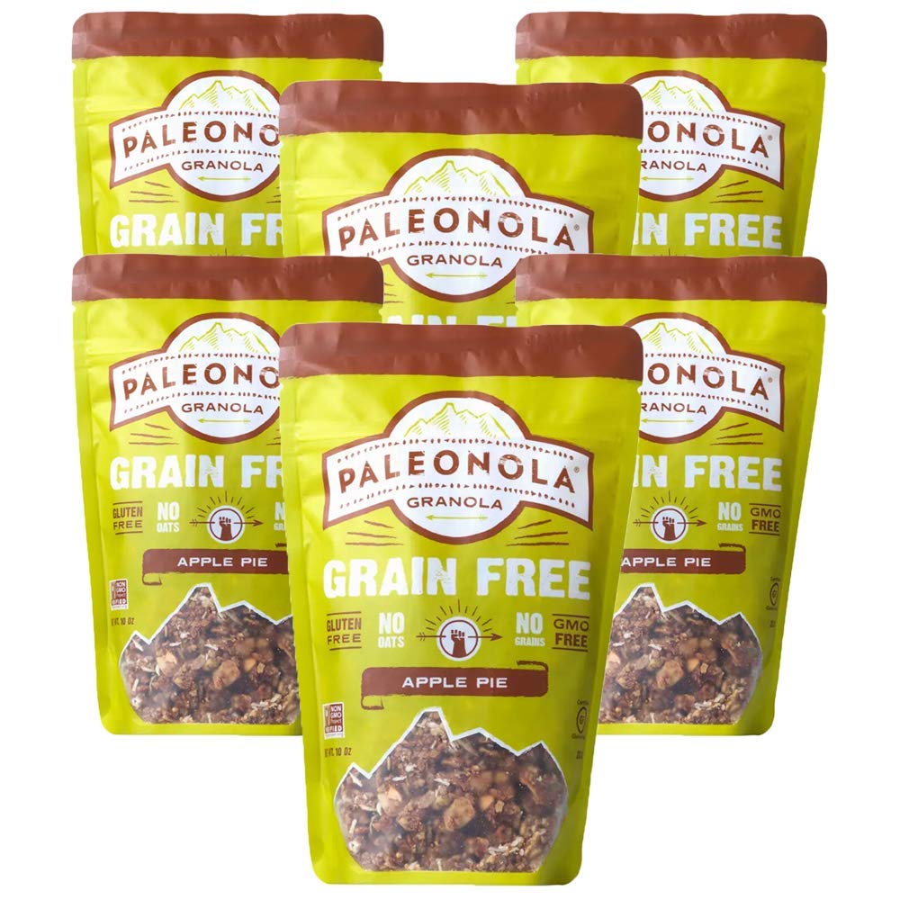Paleonola Grain Free Granola | Gluten Free, Non-GMO, Dairy Free, No Refined Sugars, 10 Oz Bags (Apple Pie, 6 Pack)