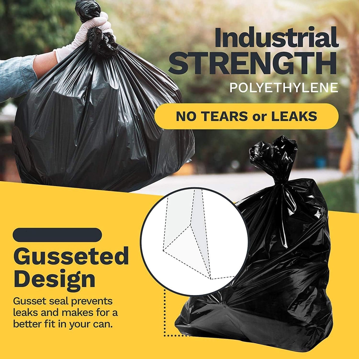 Toughbag 33 Gallon Trash Bags, 32 X 38'' Black Garbage Bags (50 Count) - Heavy Duty 3 Mil Outdoor Industrial Garbage Can Liner F