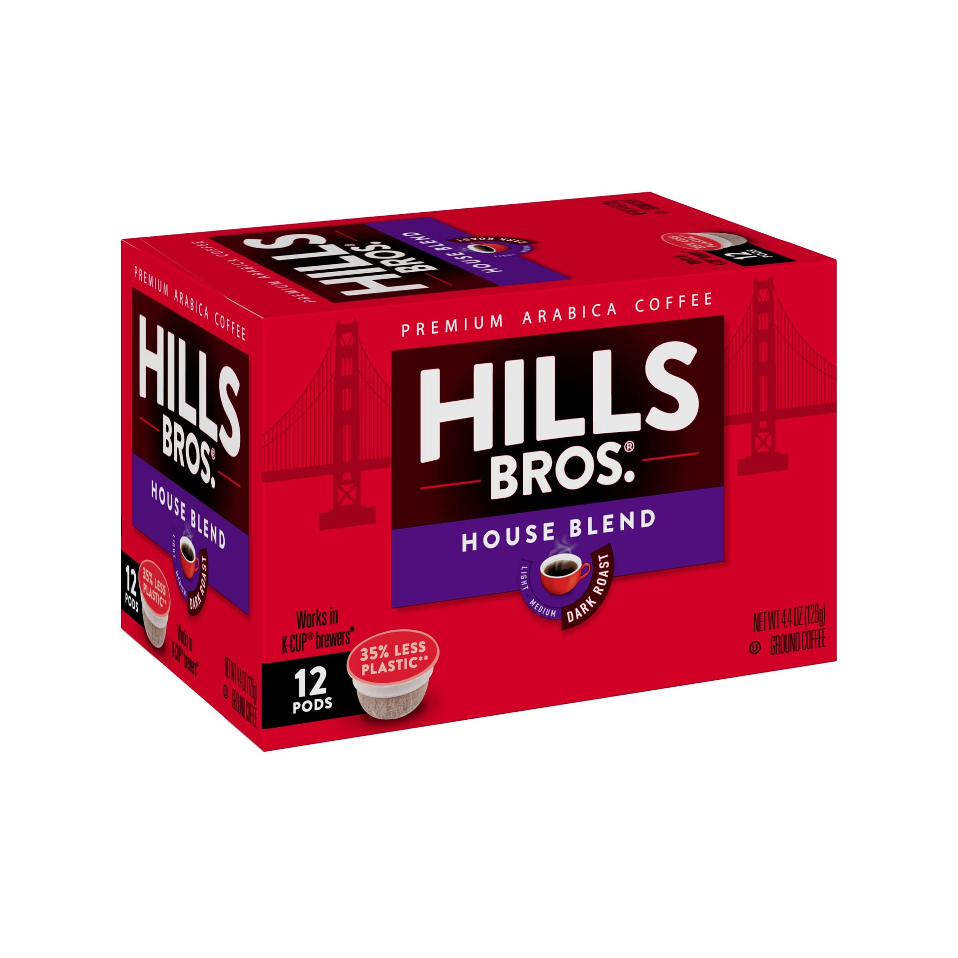 Hills Bros Single Serve Coffee Pods, House Blend, Dark Roast, 12 Count-Keurig Compatible, Roasted Arabica Coffee, Bold, Smooth F