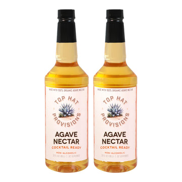 Top Hat Provisions Agave Nectar Sweetener - Organic Lower Calorie Syrup - 32oz Bottles (2 Pack) - Agave Nectar 2 Pack