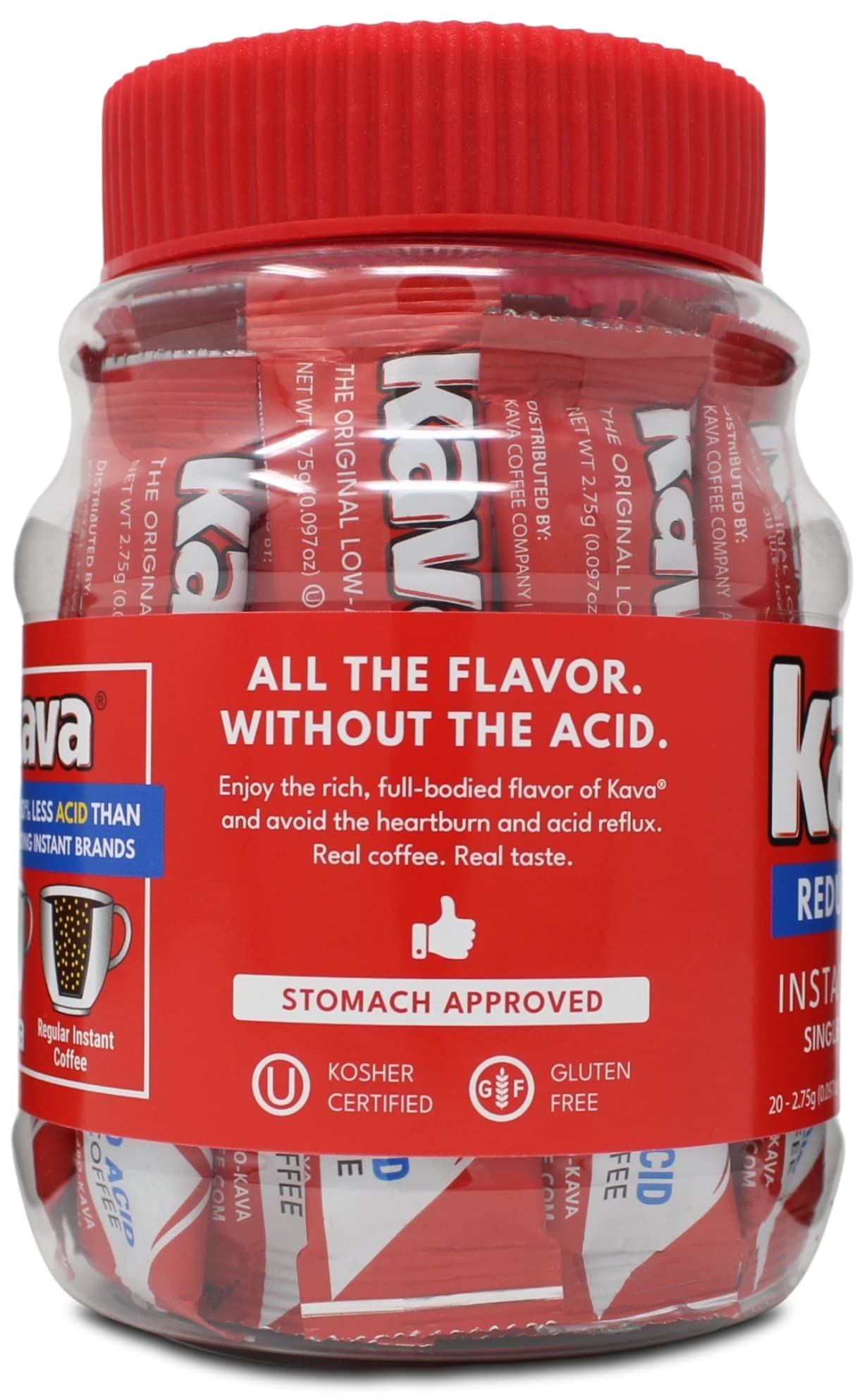 Kava Low Acid Instant Coffee Single Serve Stick Packets, 20 Count