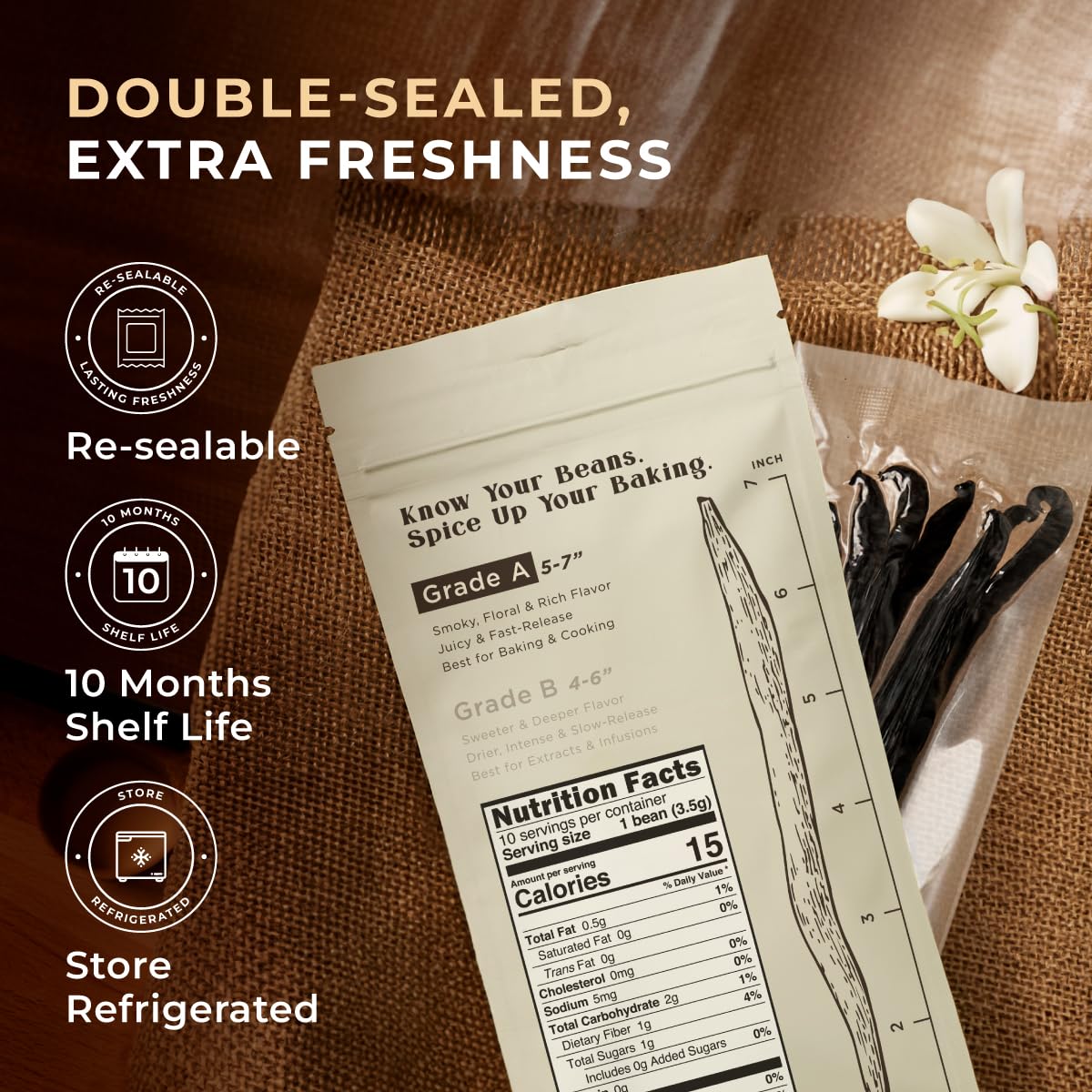 Gya Labs Tahitian Vanilla Beans - Grade A, 5-7 Inches Long, 1.2 Ounce Pack