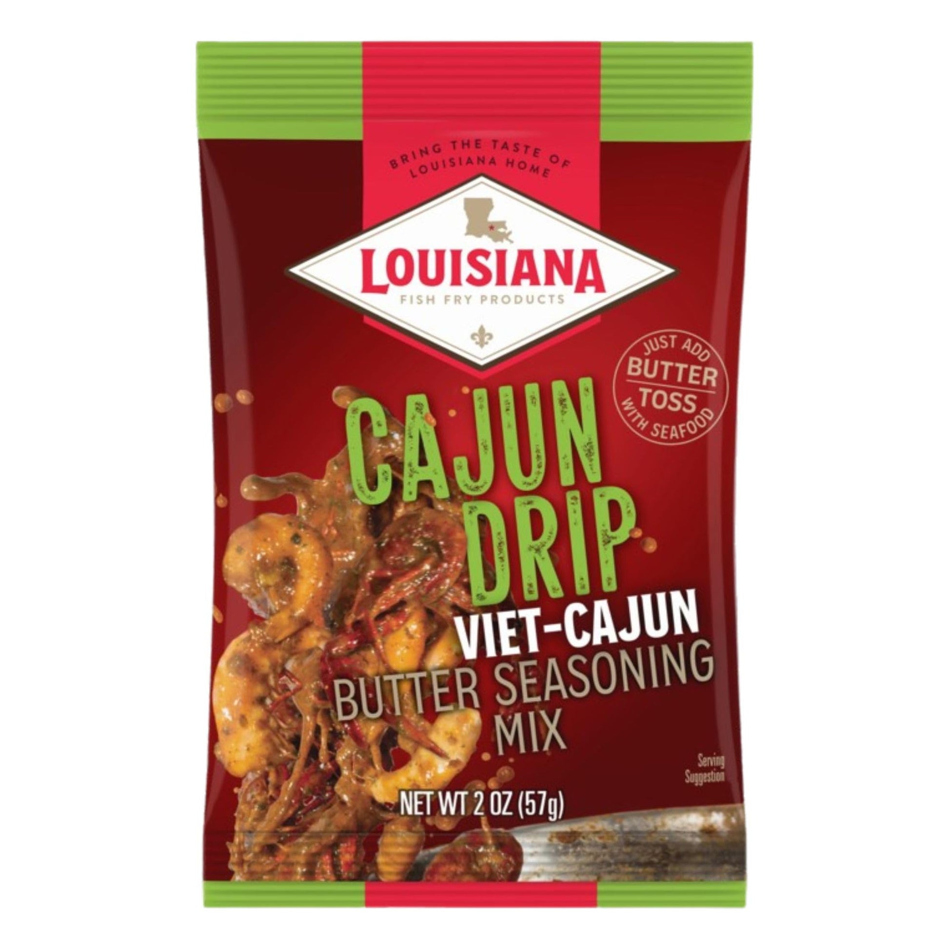 Louisiana Fish Fry Cajun Drip Viet-Cajun Butter Seasoning Mix - Seasoned Butter Sauce for Seafood - 2 oz. Bag (Pack of 1) - Just