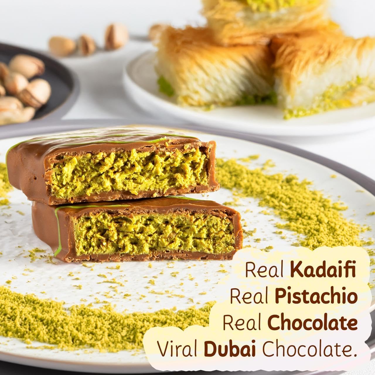 Meltz Dubai Chocolate Kunafa Pistachio (The Original), 2.65 Oz - 75 Grams - Imported From Dubai Uae, Ideal Gift For All Occasions, 100% Original Taste! (Small-2.65 Oz)