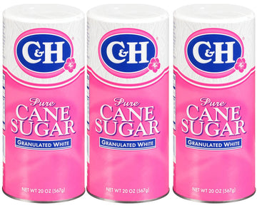 C&H Premium Pure Cane Granulated Sugar, 20 Oz Canister (Pack Of 3)