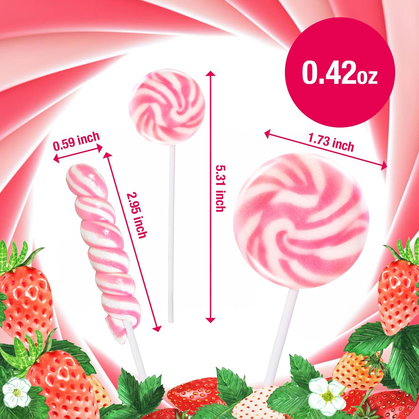 Pink Twisty & Swirl Lollipops 32 Pack (16 Swirl + 16 Twist), Baby Shower Candy Swirl Lollipop Individually Wrapped Suckers, Vale