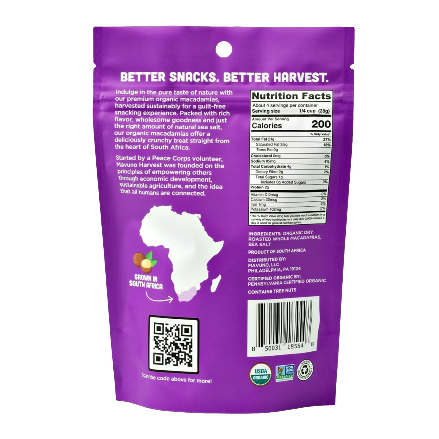 Mavuno Harvest Organic Roasted Macadamia Nuts With Sea Salt | Dry Roasted Whole Macadamia Nuts | Vegan, Non Gmo Healthy Snacks F