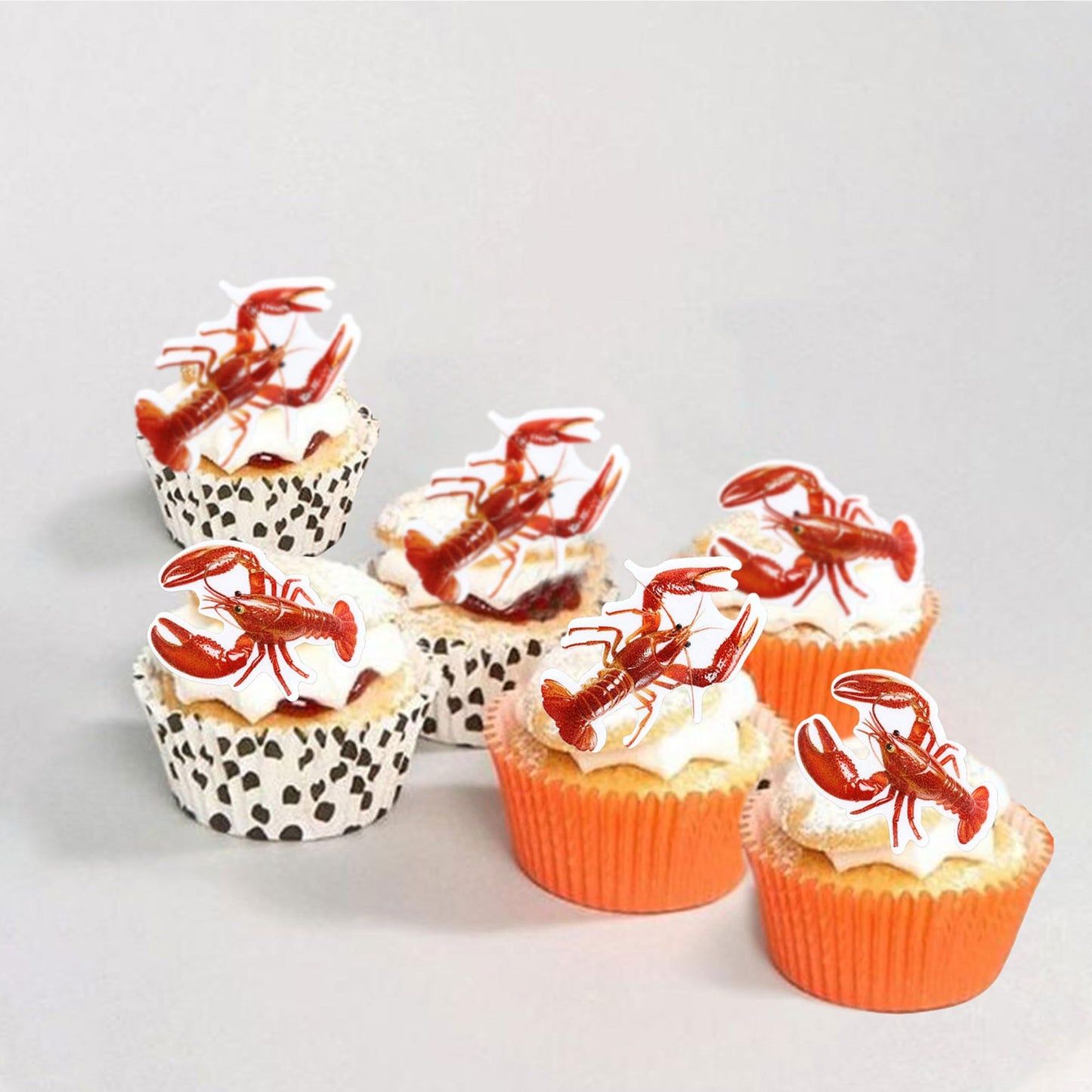 Ercadio 40 Pack Edible Crawfish Cupcake Toppers Red Lobster Cupcake Picks Ocean Lobster Theme Baby Shower Birthday Party Cake De