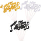 72 Pieces Glitter Music Notes Cupcake Toppers Cake Toppers Picks for Food Fruit and Birthday Party Decoration (Gold, Black, Silv