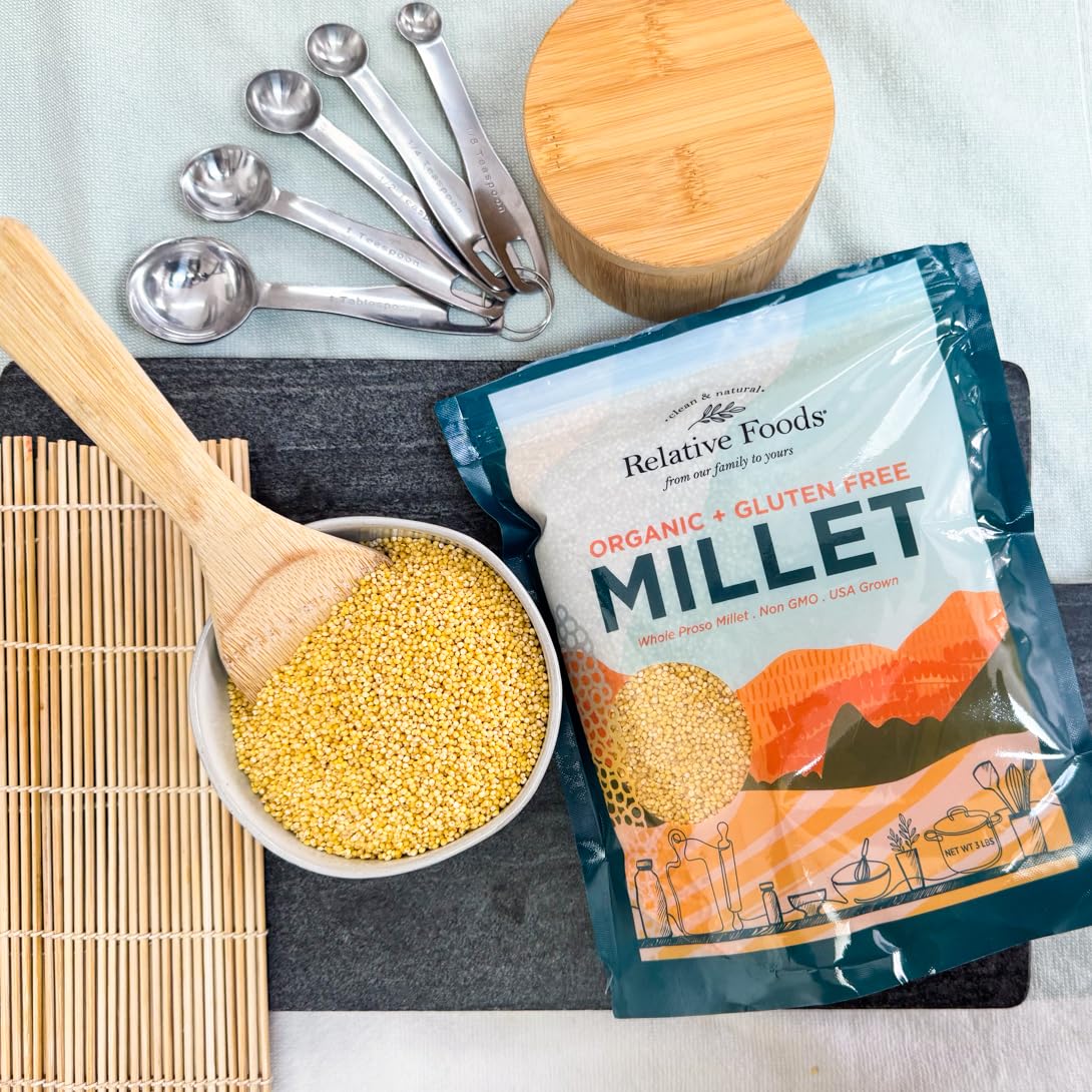 Whole Organic Hulled Millet Seed - 3Lb Millet Organic Whole Grain Seed- Gluten-Free Grain For Porridge, Salads, Fruits - Non-Gmo