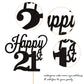 YCTHUNFISH 21st Birthday Cake Topper Black Glitter Number 21 Bamboo Decoration for Birthday Party Supplies