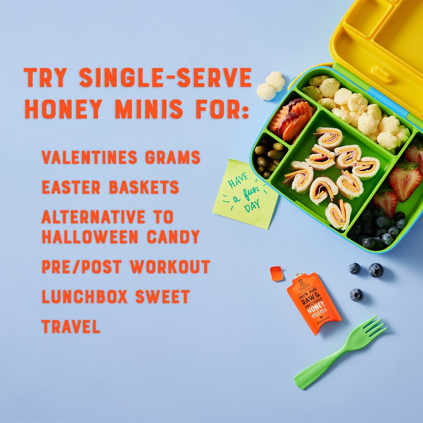 Nate'S Honey Minis - Single-Serve 100% Pure, Raw & Unfiltered Honey - 0.49Oz Packets, 20Ct Box