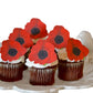 Sugar Robot Edible Poppy Flowers Cake Decorations - Set of 20 - Red - Wafer - 2.5 inches x 2.5 inches - Made in the USA